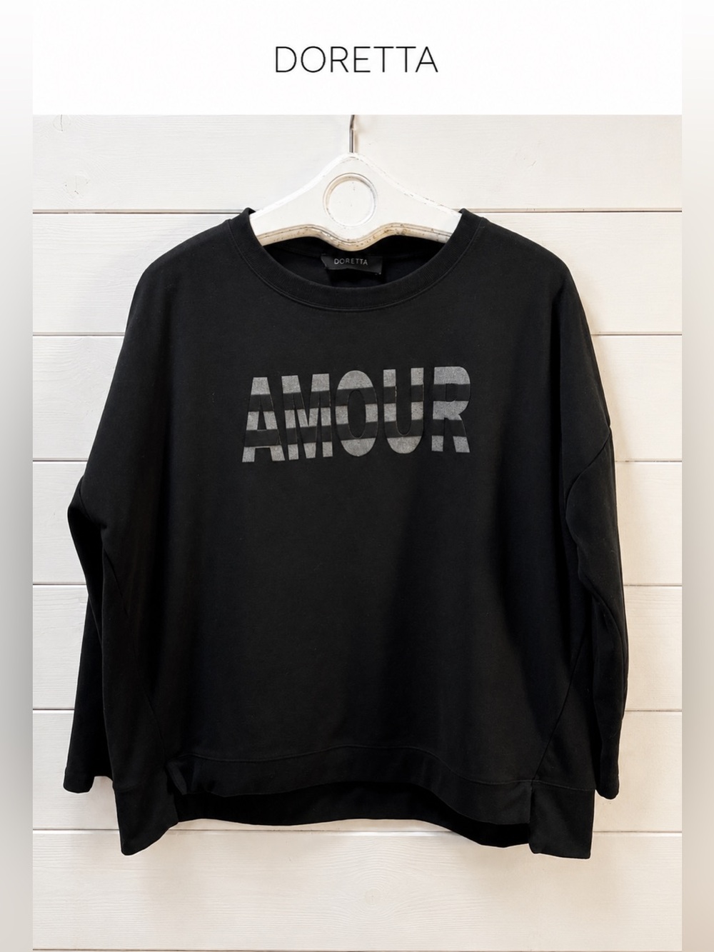 DORETTA Black AMOUR Sweatshirt Oversized M/L Fits XL